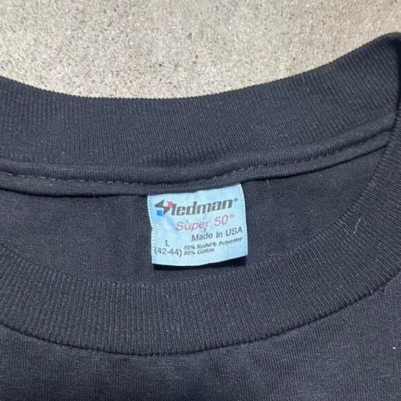 Vintage 80s Single Sailboat Tee Mens XL Black Pink Box Logo Surfer Skater Shirt - Picture 6 of 6